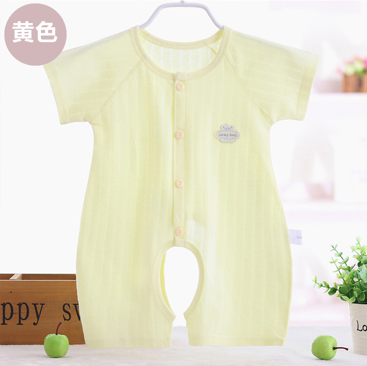 Bé mùa hè Xiêm quần áo sơ sinh 3 tháng 0 phần mỏng 6 ngắn tay áo nam giới và phụ nữ bé sơ sinh cotton mùa hè ăn mặc