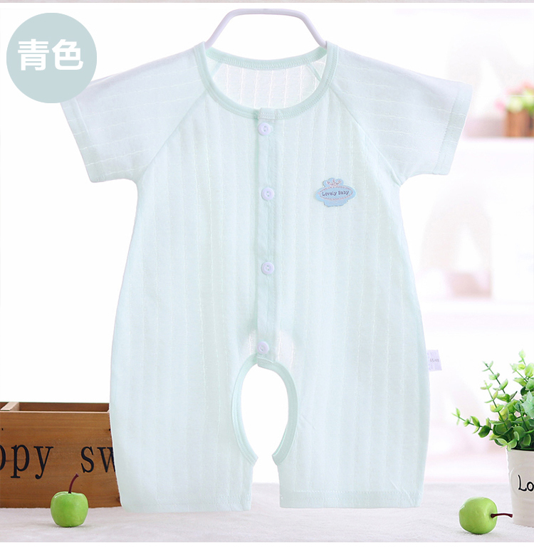 Bé mùa hè Xiêm quần áo sơ sinh 3 tháng 0 phần mỏng 6 ngắn tay áo nam giới và phụ nữ bé sơ sinh cotton mùa hè ăn mặc