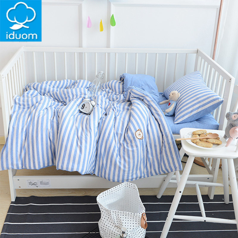 Tianzhu cotton kindergarten quilt futon three-piece set with core six-piece set baby children baby bedding knitted cotton kit