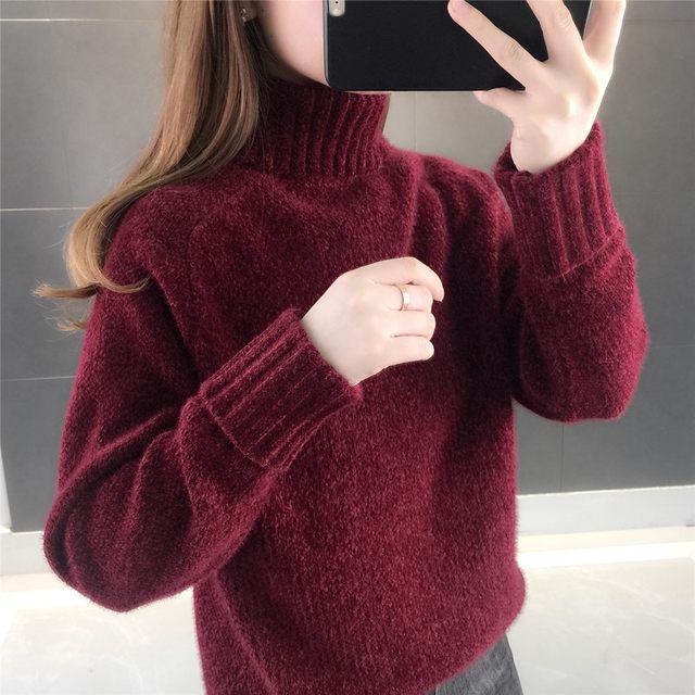 Turtleneck Chenille Sweater Women's Pullover 2023 ດູໃບໄມ້ລົ່ນແລະລະດູຫນາວແບບໃຫມ່ Knitted Sweater Loose Top Thickened Western Style Bottoming Shirt