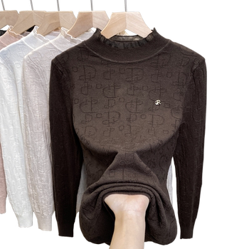 Women's lace bottoming shirt underwear with half turtleneck sweater