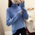 Phiên bản hàn quốc mùa thu đông mới tay áo raglan ve áo màu rắn chạm đáy áo sơ mi dài tay đan len thời trang nữ thanh mảnh - Áo len áo kiểu nữ đẹp tuổi 35 Áo len