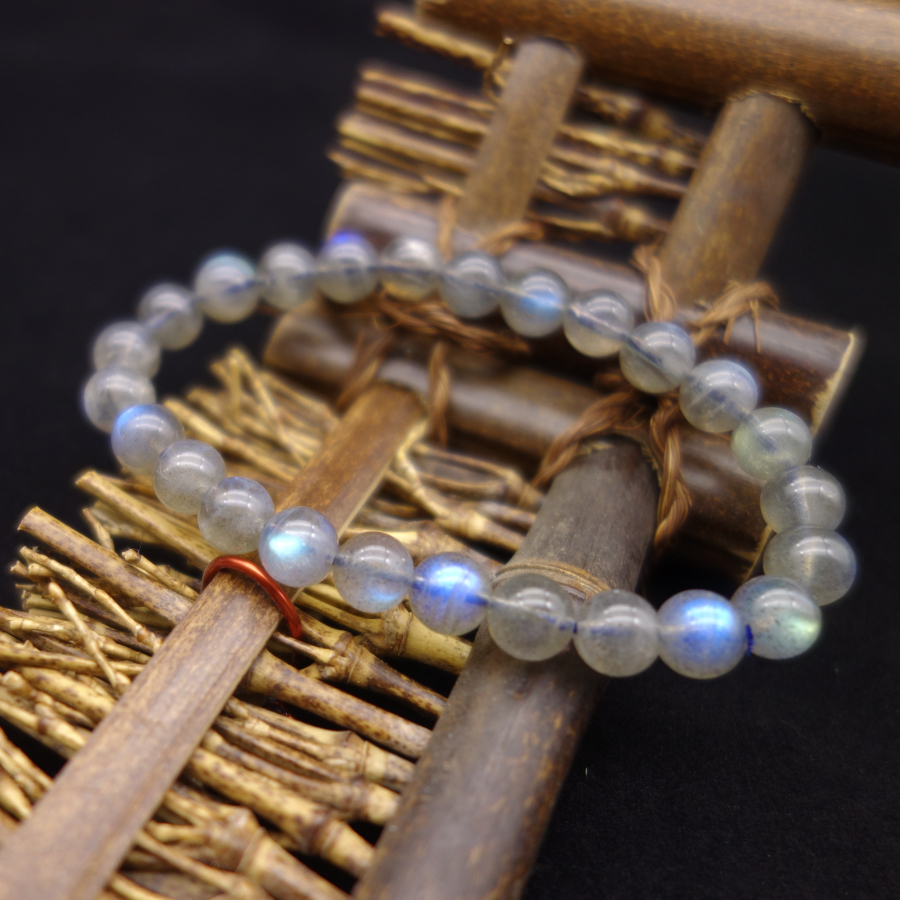 (Benefits) Ladies Natural Labradorite Bracelet 7 5mm Single Circle Bracelet for Girls