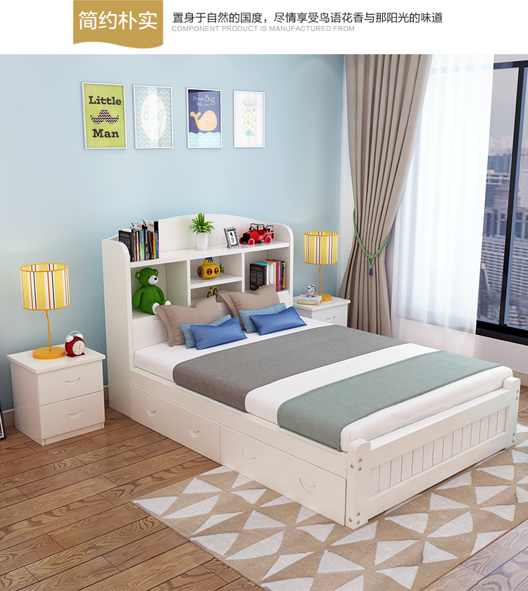 Giường hộp một mét năm lưu trữ giường giường lưu trữ đa chức năng kinh tế phòng ngủ chính phòng cưới cho thuê phòng với nhật ký ngăn kéo - Giường giường