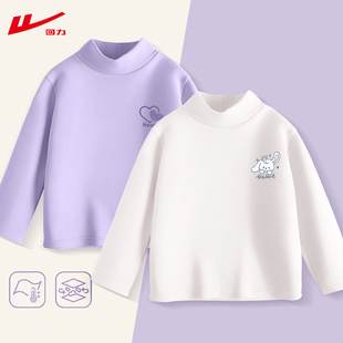 【秒19.9】回力男女童半高领加绒保暖打底衫