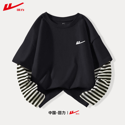 Warrior/回力圆领休闲长袖T恤