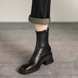 Martens, демисезонные короткие сапоги с молнией на высоком каблуке, из натуральной кожи