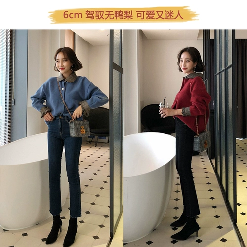 Демисезонные высокие туфли с заостренным носом, флисовые эластичные универсальные короткие сапоги, по фигуре, популярно в интернете