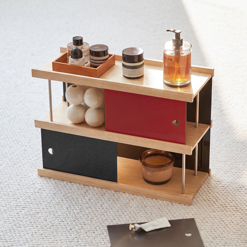 Original Vintage-Style Cosmetic Storage Rack, Desktop Organizer, Multifunctional Perfume and Mug Holder, White Oak