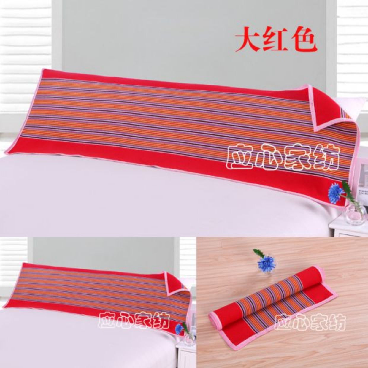 Vải thô cũ gấp đôi dài gối khăn 1,2 m 1,5 m 1,8 m cotton đỏ đôi không phai màu dày mùa vỏ ga gối