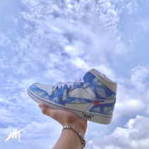 AJ1AF1 sneakers custom Cloudy sky blue sky white cloud w joint hand-painted shoe graffiti color ploy color change diy