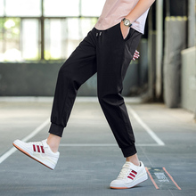 韩版潮流运动修身百搭束脚九分裤子