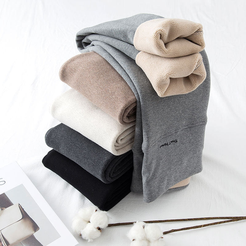 Autumn and winter bi buy pants ~ super thick cotton lamb cashmere warm high waist pants women plus velvet pipe pants