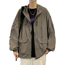 Workwear sun protection clothing for men in summer 2024 new hooded jacket for men thin ice silk cool feeling outdoor sports sun protection clothing