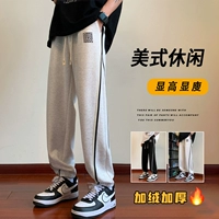 Демисезонные осенние штаны, джинсы с начесом, повседневные брюки, в американском стиле, оверсайз, подходит для подростков