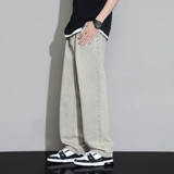 Летние тонкие джинсы, штаны, в американском стиле, свободный прямой крой