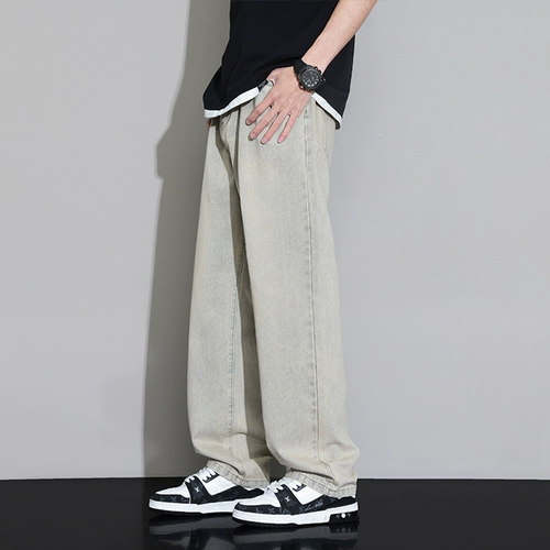 Летние тонкие джинсы, штаны, в американском стиле, свободный прямой крой