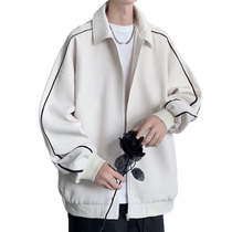 Waffle jacket mens spring and autumn new American loose tops jacket mens trendy lapel casual jacket