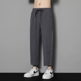 Летние шелковые тонкие штаны, трендовый дышащий быстросохнущий костюм для отдыха, свободный прямой крой