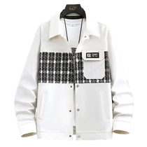 Lapel Mens Jacket 2024 Spring and Autumn New Trend Micro Loose Casual Splicing Jacket Mens Black Gown