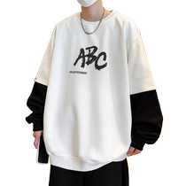 Fake two pieces of suit men and autumn letter printed long sleeves t-shirts men tide coat teen overlap wearing a blouse T