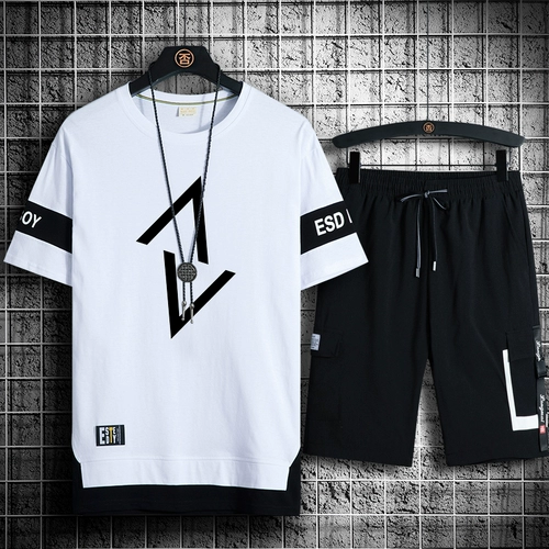 Хлопковая спортивная футболка с коротким рукавом для отдыха, летний тонкий шелковый комплект