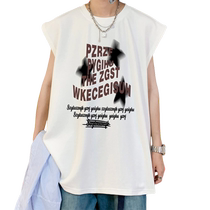 American high street vest mens summer pure cotton sports vest mens youth sleeveless t-shirt mens running fitness T-shirt