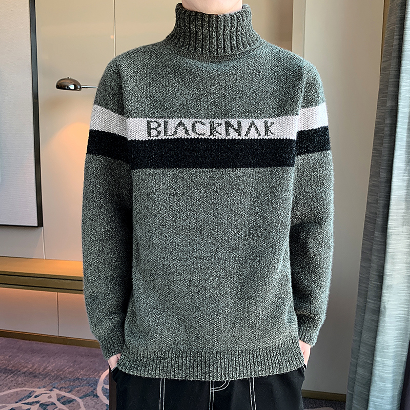 High-collar sweater men winter Han Edition casual loose sweater clothes men winter clothes thickened knife coat