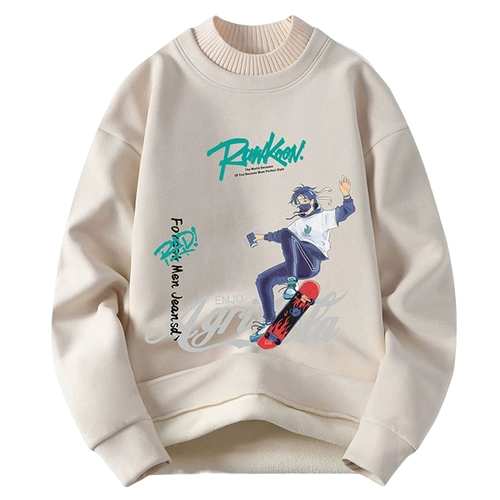 Мультяшная демисезонная толстовка, утепленное базовое приятное телу термобелье, комплект, куртка, высокий воротник