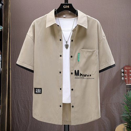 Летняя рубашка, трендовый комплект для отдыха, короткий рукав, оверсайз