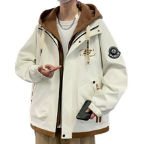 Fake two-piece jacket for men in spring and autumn new loose casual jacket for men and teenagers trendy brand American outdoor jacket