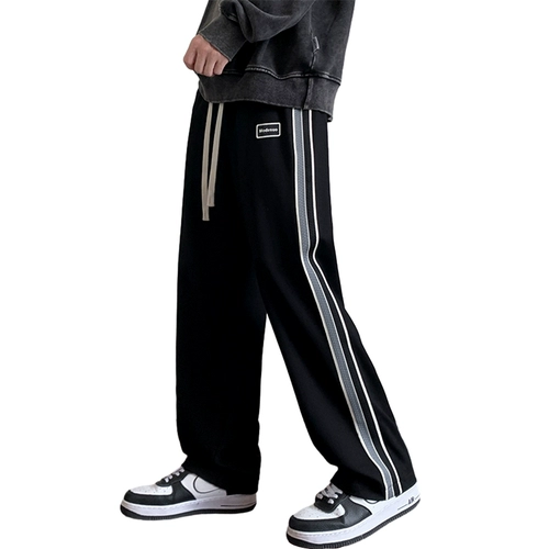 Демисезонные осенние спортивные штаны, свободный прямой крой, подходит для подростков, в американском стиле