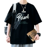 Летняя футболка для отдыха, короткий рукав, высокий воротник, в американском стиле