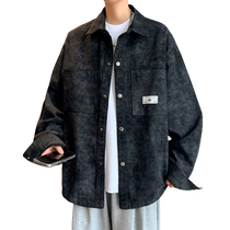 Denim jacket mens spring and autumn American high street fashion brand shirt style jacket mens loose handsome and versatile work clothes jacket