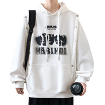 American style hooded sweatshirt for men spring and autumn 2024 new youth versatile jacket mens loose casual printed top