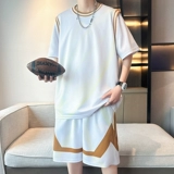 Летний спортивный костюм для отдыха, шелковые шорты, штаны, баскетбольная форма, комплект, короткий рукав, подходит для подростков