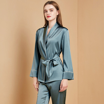 Ice silk pajamas Womens summer thin two-piece set spring and autumn silk home clothes simulation silk long-sleeved womens suit