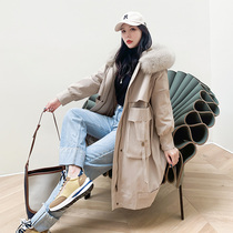 2022 Winter New Haining Fur Coat Female Fox Fur Collar Rex Rabbit Fur Liner Pie Overcome Long Section Detachable