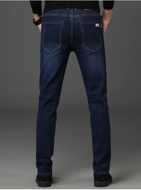 Mùa xuân và mùa thu mẫu cao co giãn Quần skinny jeans nam trẻ trung quần dài co giãn Phiên bản Hàn Quốc của nam giới size lớn - Quần jean quần jean nam ống suông