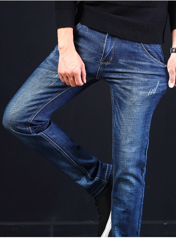 Mùa xuân 2019 mới quần jeans co giãn nam thanh niên quần lọt khe dài quần dài phiên bản Hàn Quốc của quần áo nam triều - Quần jean