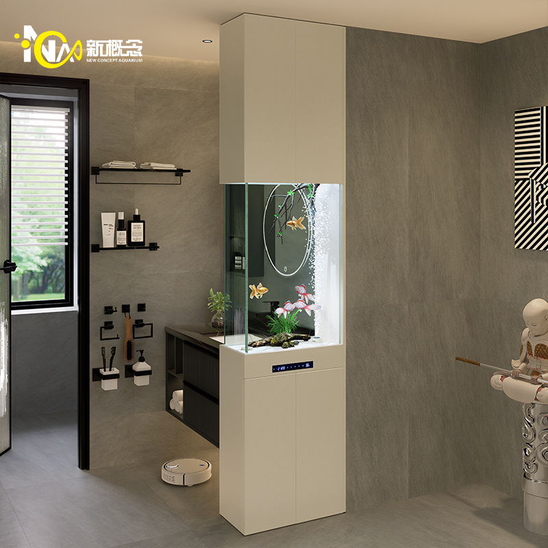 Goldfish Tank Living Room 2026 New Model Bathroom Half-Wall Partition Cabinet Entryway Cabinet with Integrated Glass Aquarium