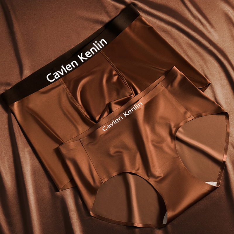 Cavlen Kenlin Couple Underwear Men's Ice Silk Smooth Boxer Shorts Sexy Seamless Simple Briefs Women's