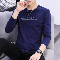 Autumn new cotton long-sleeved T-shirt Korean version of the printing crew neck loose mens autumn clothes trend base shirt top clothes