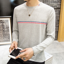 Autumn mens long-sleeved T-shirt Japanese base shirt Round neck mens slim cotton youth tide T-shirt clothes