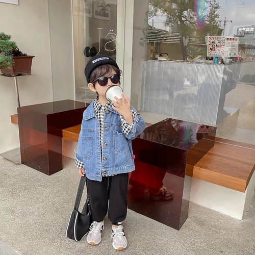 Джинсовая осенняя детская куртка для мальчиков, в корейском стиле, коллекция 2021, оверсайз