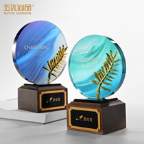 Crystal color printing trophies customized high-end atmosphere creative round medals customized outstanding staff Annual Meeting Awards and Commendation