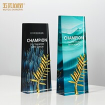 Wheat ear color printing crystal trophy customized creative lettering trophy annual meeting outstanding staff awards high-end atmosphere