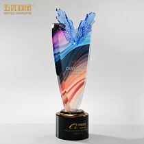 Blue Wings High-end Crystal Trophy Color Trophy Medals Customized Letters Championship Open Red Trophy