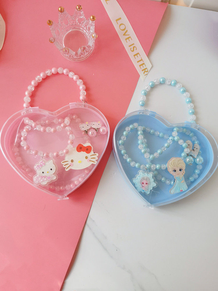 Ожерелье 六一儿童节礼物项链首饰套装戒指女童生日冰雪公主耳夹无耳洞手链 OTHER