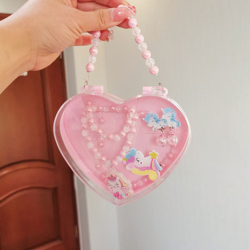 Ожерелье 六一儿童节礼物项链首饰套装戒指女童生日冰雪公主耳夹无耳洞手链 OTHER